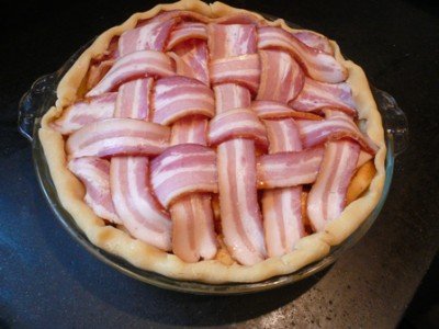 Bacon Apple Pie with lattice added