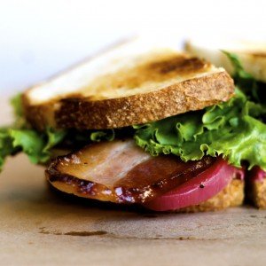 Bacon Lettuce and Beet Sandwich