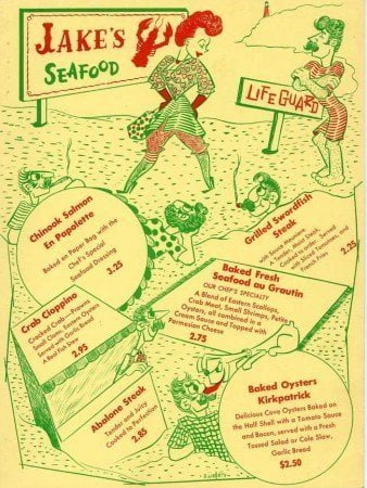 Jake's Portland Vintage menu