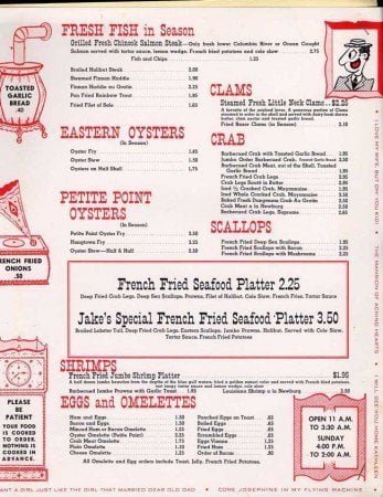 Jake's Portland Vintage Menu - A Few Things Have Changed - Portland ...